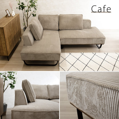 【組立設置配送】 カウチソファー L字ソファ カウチ ソファー コンパクト ソファセット 小さめ 小さい 2人掛け 3人掛け 4人掛け カウチソファ コーデュロイ 北欧 可愛い ナチュラル カウチセット コンパクトソファ 幅210 フラッフィー SNO-125-KK