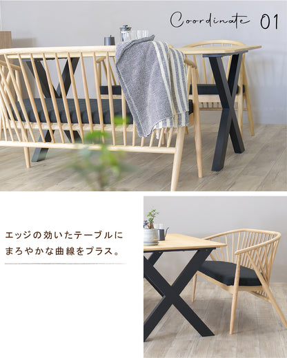 ダイニングベンチ 木製 和モダン 北欧 格子 ファブリック ベア SSANW-188
