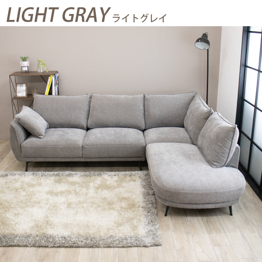 【組立設置配送】カウチソファ ソファー 3人掛け 4人掛け コーナーソファ グレー クッション付き 座面 広い セレブ SSIN-020-KK
