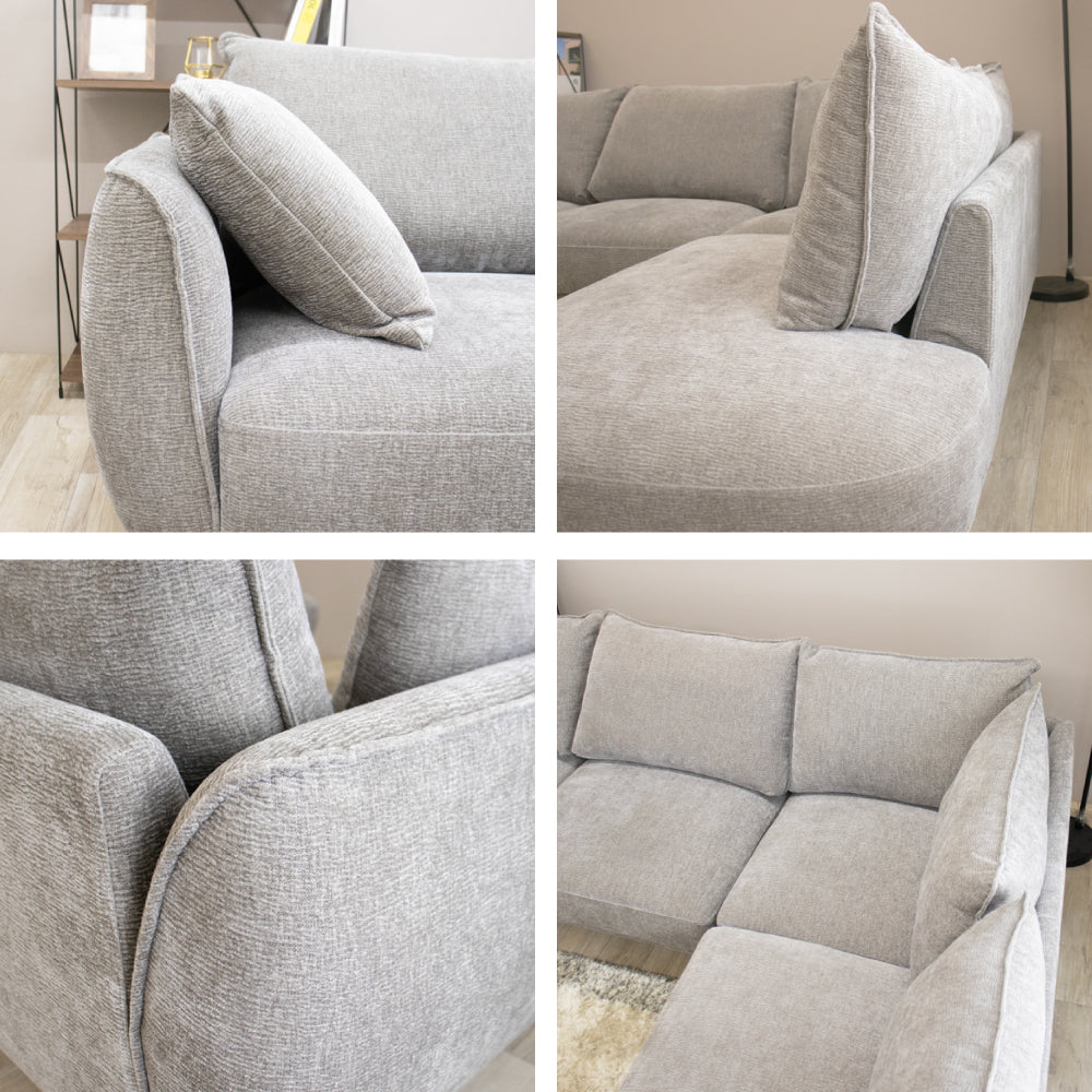 【組立設置配送】カウチソファ ソファー 3人掛け 4人掛け コーナーソファ グレー クッション付き 座面 広い セレブ SSIN-020-KK