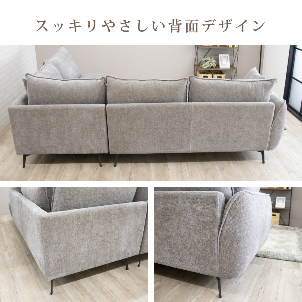 【組立設置配送】カウチソファ ソファー 3人掛け 4人掛け コーナーソファ グレー クッション付き 座面 広い セレブ SSIN-020-KK