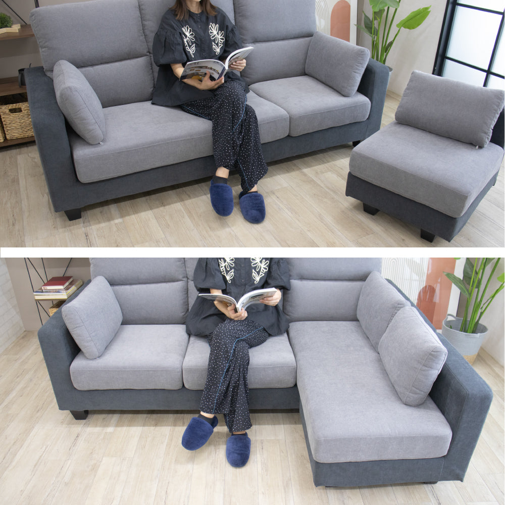 【組立設置配送】ソファー ソファ 3人掛け カウチソファー カウチソファ コーナーソファー 組み換え スツール ファブリック アイデン SZE-031-KK