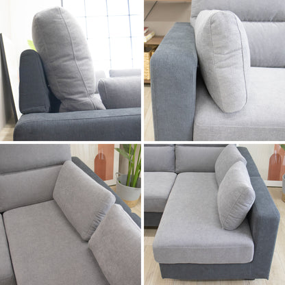 【組立設置配送】ソファー ソファ 3人掛け カウチソファー カウチソファ コーナーソファー 組み換え スツール ファブリック アイデン SZE-031-KK